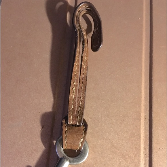 FOSSIL Silver Tone Key CHARM BROWN LEATHER STRAP LOOP Key Fob Bag CHARM - Picture 5 of 6